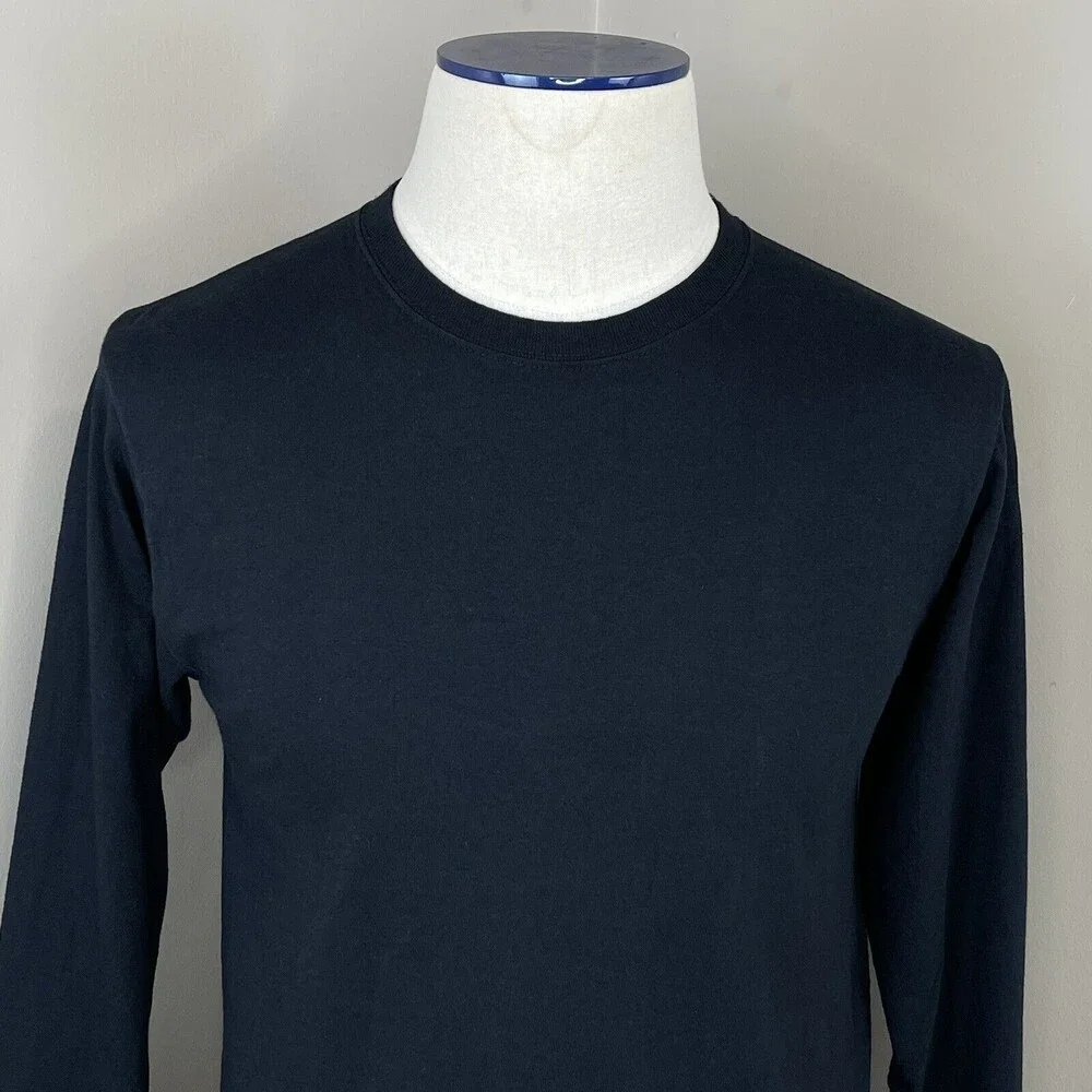 Russell Athletic Mens Small Black Long Sleeve Cotton T-Shirt